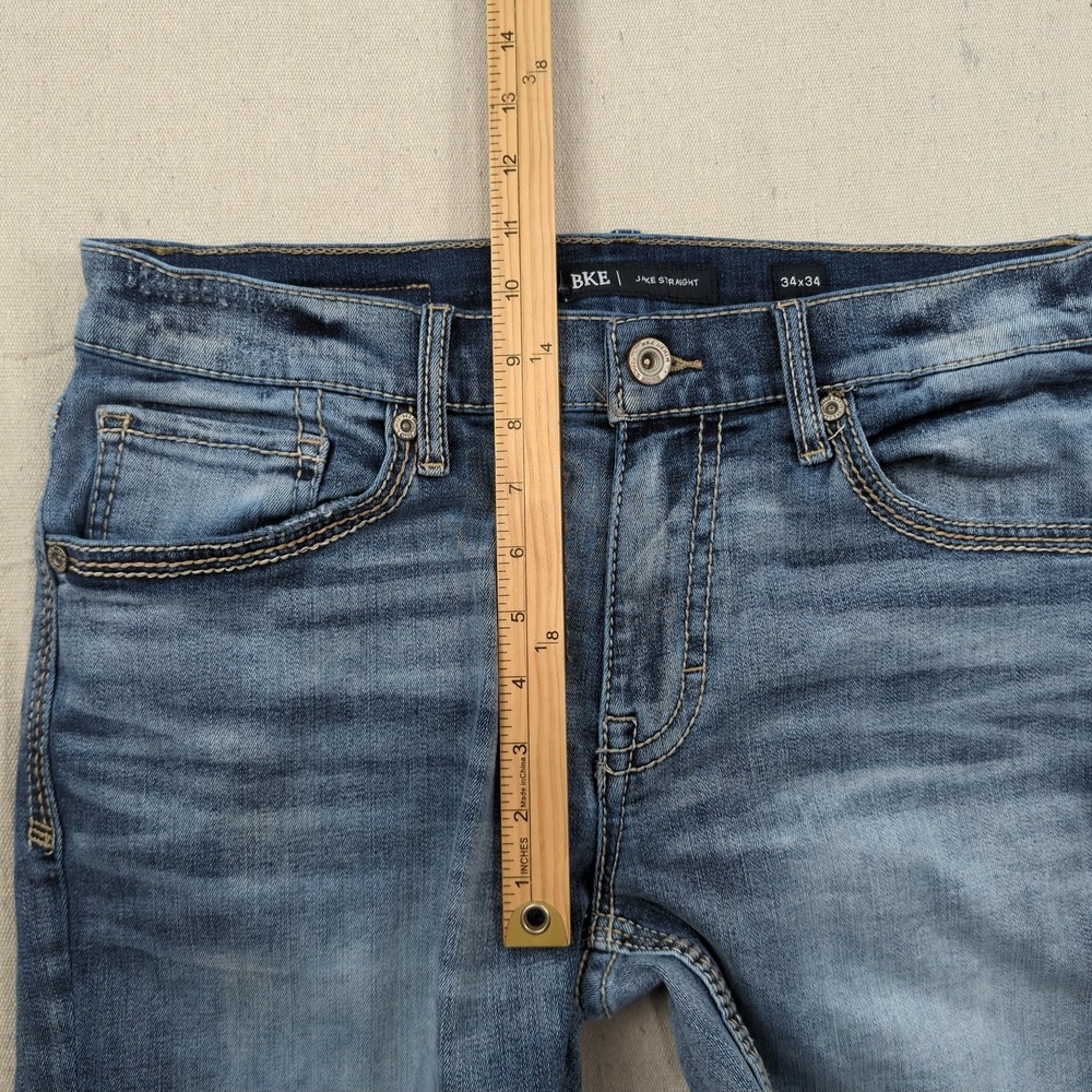 Bke Jeans Mens 34x34 Blue Jake Straight Faded Stretch Casual Preppy - Picture 8 of 15
